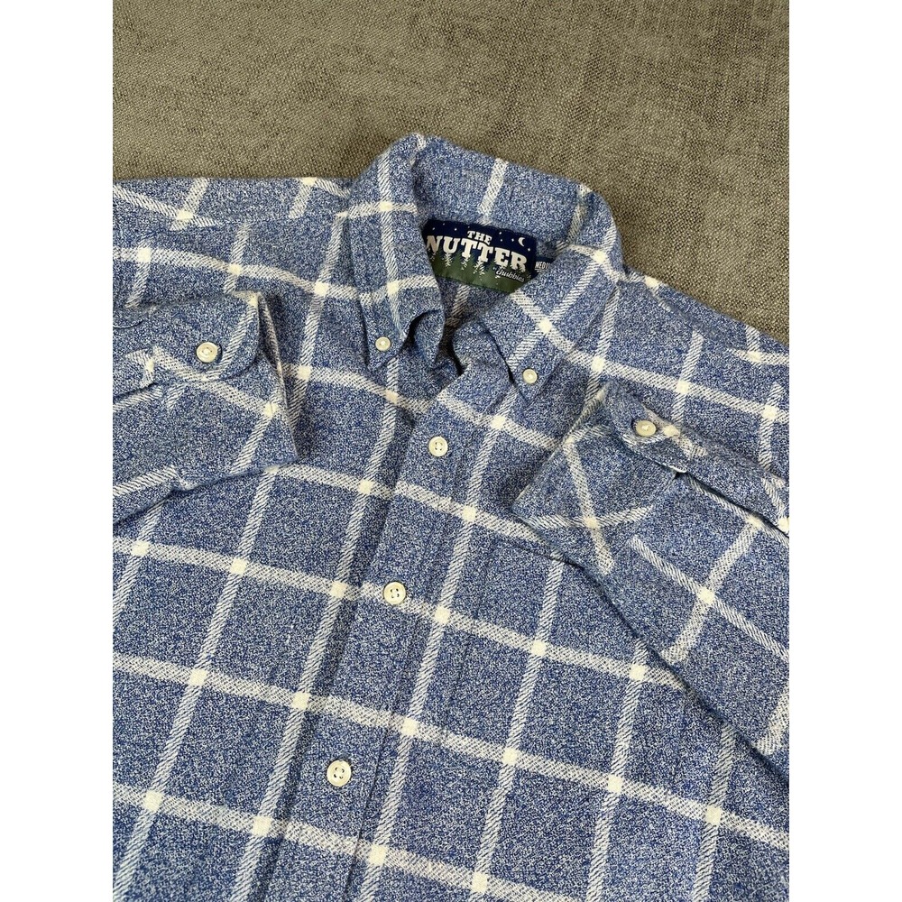 Chubbies The Nutter Shirt Men (M) Blue Flannel Windowpane Long Sleeve Button